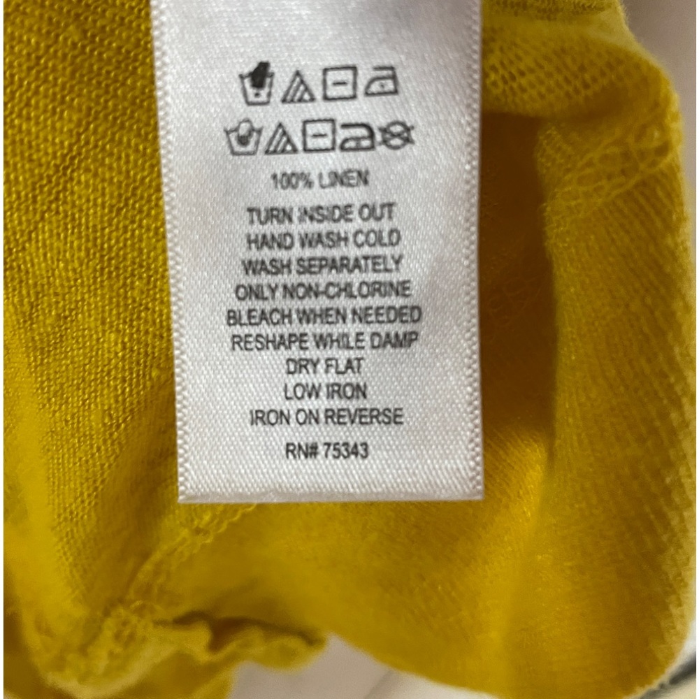 Sigrid Olsen Yellow Linen 3/4 Sleeve Top Sz 1X - Picture 3 of 4